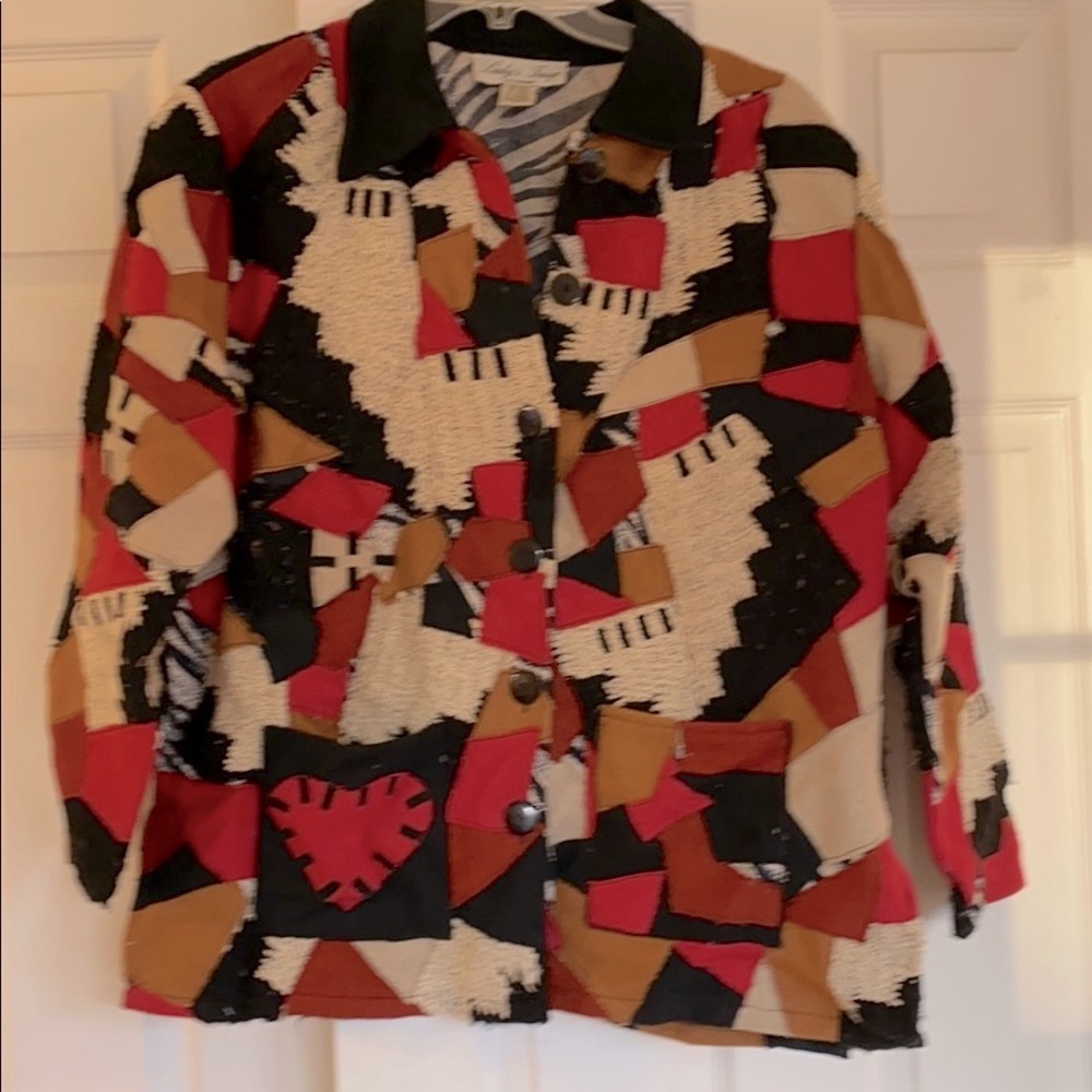 Patchwork Jacket With Genuine Suede Collar - image 1